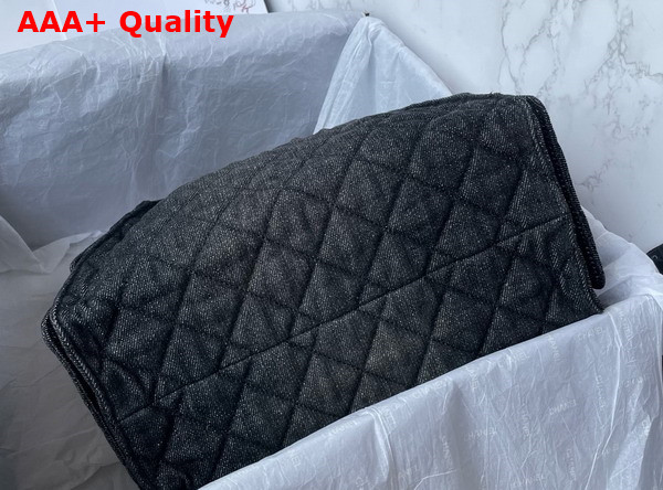 Chanel 25 Small Handbag in Black Washed Denim Gold Tone Metal AS5293 Replica