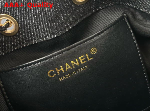Chanel 25 Small Handbag in Black Washed Denim Gold Tone Metal AS5293 Replica