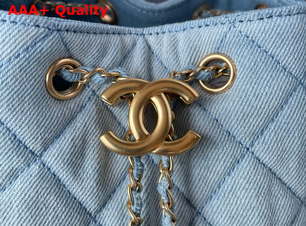 Chanel 25 Small Handbag in Blue Washed Denim Gold Tone Metal AS5293 Replica