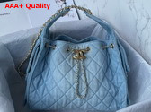 Chanel 25 Small Handbag in Blue Washed Denim Gold Tone Metal AS5293 Replica