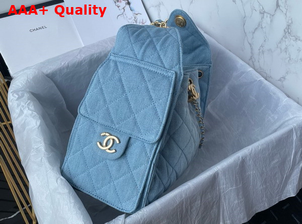 Chanel 25 Small Handbag in Blue Washed Denim Gold Tone Metal AS5293 Replica