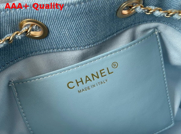 Chanel 25 Small Handbag in Blue Washed Denim Gold Tone Metal AS5293 Replica