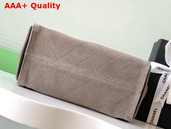Chanel 25 Small Handbag in Grey Suede Calfskin Gold Tone Metal AS5293 Replica