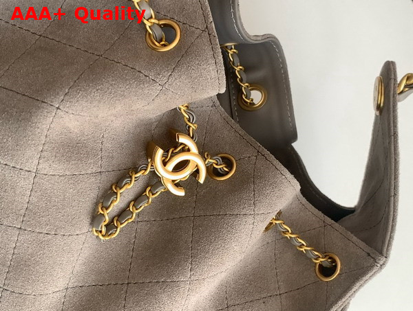 Chanel 25 Small Handbag in Grey Suede Calfskin Gold Tone Metal AS5293 Replica