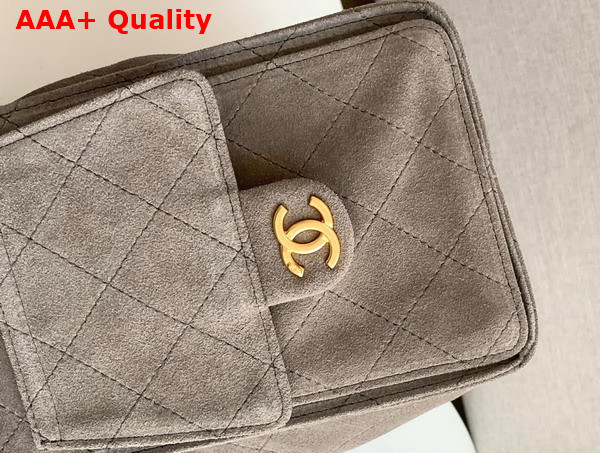 Chanel 25 Small Handbag in Grey Suede Calfskin Gold Tone Metal AS5293 Replica