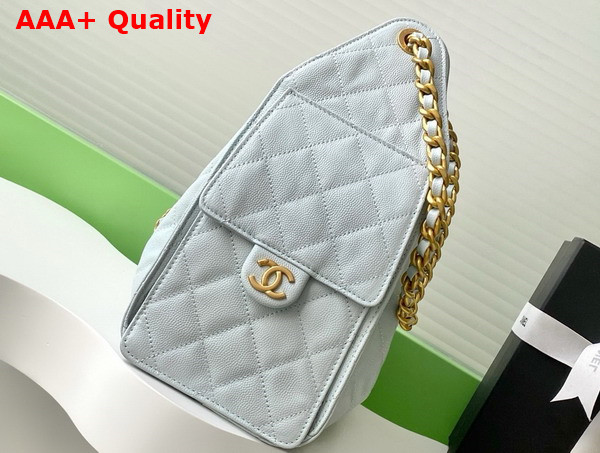 Chanel 25 Small Handbag in Light Blue Grained Calfskin Gold Tone Metal AS5293 Replica
