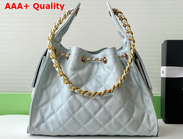 Chanel 25 Small Handbag in Light Blue Grained Calfskin Gold Tone Metal AS5293 Replica