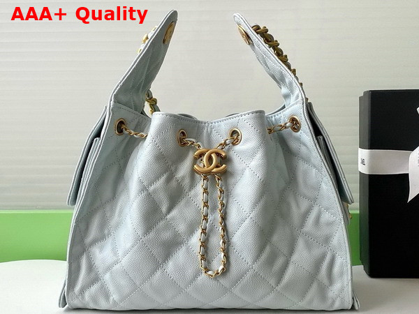 Chanel 25 Small Handbag in Light Blue Grained Calfskin Gold Tone Metal AS5293 Replica