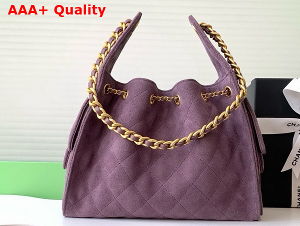Chanel 25 Small Handbag in Light Purple Suede Calfskin AS5293 Replica