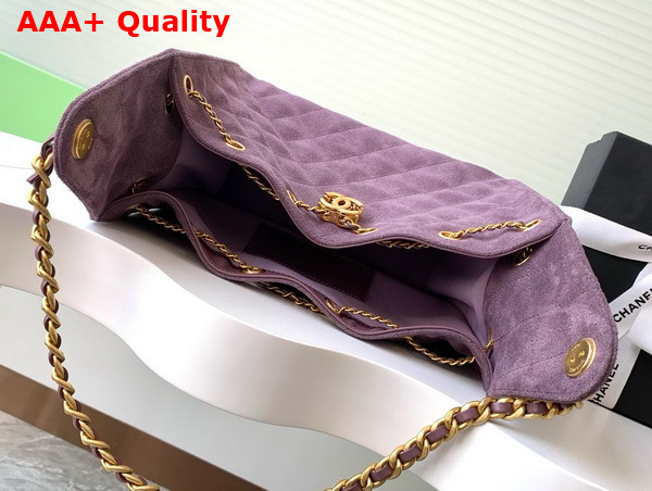 Chanel 25 Small Handbag in Light Purple Suede Calfskin AS5293 Replica