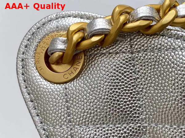 Chanel 25 Small Handbag in Silvery Metallic Grained Calfskin AS5293 Replica