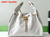 Chanel 25 Small Handbag in White Grained Calfskin Gold Tone Metal AS5293 Replica
