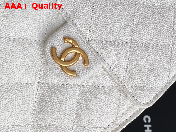 Chanel 25 Small Handbag in White Grained Calfskin Gold Tone Metal AS5293 Replica