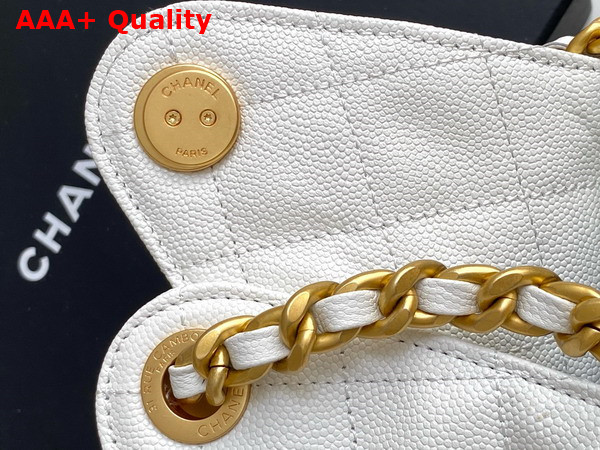 Chanel 25 Small Handbag in White Grained Calfskin Gold Tone Metal AS5293 Replica