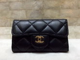 Chanel 6 Key Holder in Black Lambskin with Gold Hardware