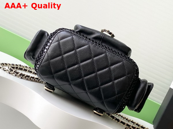Chanel Backpack Mesh Shiny Lambskin and Gold Tone Metal Black AS5484 Replica