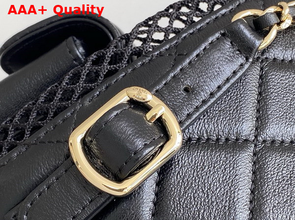 Chanel Backpack Mesh Shiny Lambskin and Gold Tone Metal Black AS5484 Replica