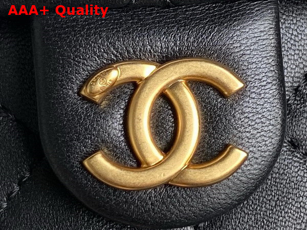 Chanel Backpack Shiny Lambskin Gold Tone Metal Black AS5310 Replica
