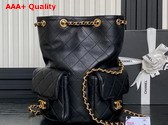 Chanel Backpack Shiny Lambskin Gold Tone Metal Black AS5310 Replica