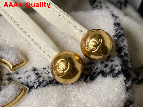 Chanel Backpack Wool Tweed Gold Tone Metal Beige and Gray Ref AS3615 Replica