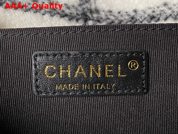 Chanel Backpack Wool Tweed Gold Tone Metal Beige and Gray Ref AS3615 Replica