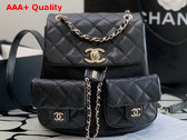 Chanel Backpack in Black Grained Calfskin Gold Tone Metal Replica