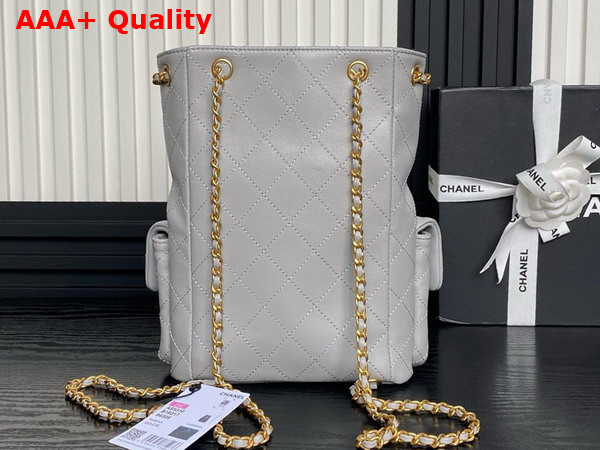 Chanel Backpack in Light Grey Shiny Lambskin Gold Tone Metal AS5310 Replica
