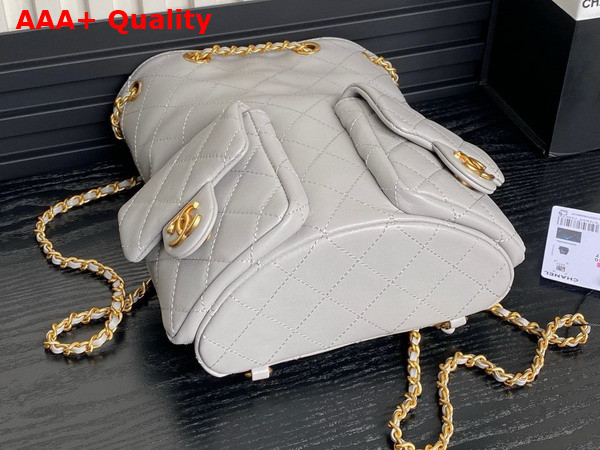 Chanel Backpack in Light Grey Shiny Lambskin Gold Tone Metal AS5310 Replica