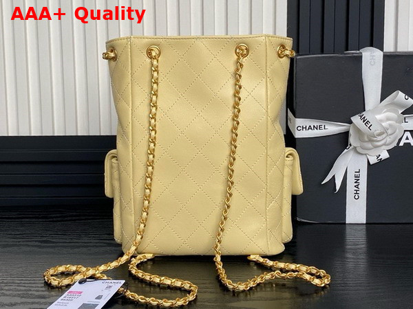 Chanel Backpack in Light Yellow Shiny Lambskin Gold Tone Metal AS5310 Replica