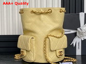 Chanel Backpack in Light Yellow Shiny Lambskin Gold Tone Metal AS5310 Replica