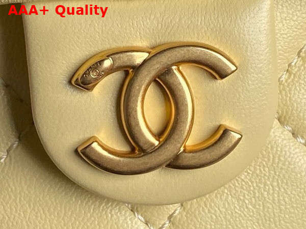 Chanel Backpack in Light Yellow Shiny Lambskin Gold Tone Metal AS5310 Replica