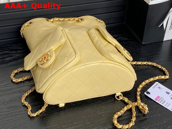 Chanel Backpack in Light Yellow Shiny Lambskin Gold Tone Metal AS5310 Replica