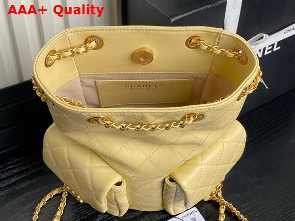 Chanel Backpack in Light Yellow Shiny Lambskin Gold Tone Metal AS5310 Replica