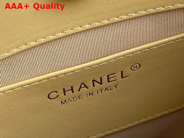 Chanel Backpack in Light Yellow Shiny Lambskin Gold Tone Metal AS5310 Replica