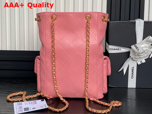 Chanel Backpack in Pink Shiny Lambskin Gold Tone Metal AS5310 Replica