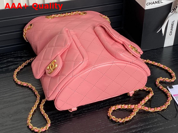 Chanel Backpack in Pink Shiny Lambskin Gold Tone Metal AS5310 Replica