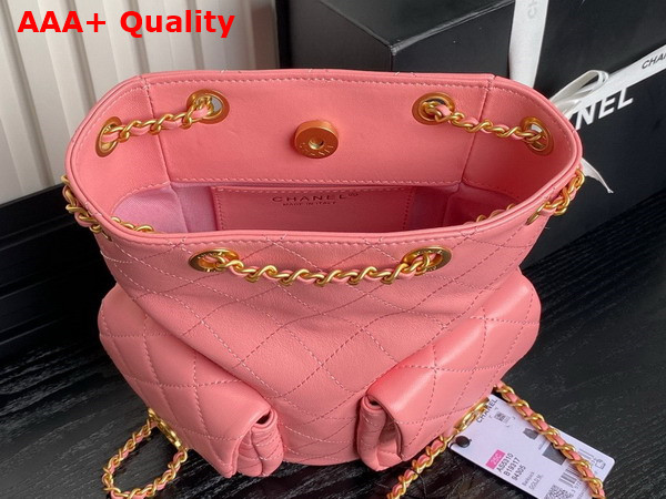 Chanel Backpack in Pink Shiny Lambskin Gold Tone Metal AS5310 Replica