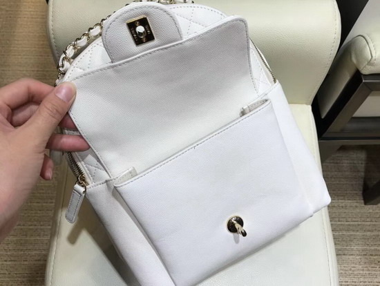 Chanel Backpack in White Grained Calfskin