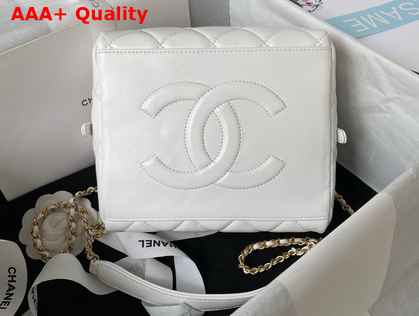Chanel Bag with Top Handle Calfskin and Gold Tone Metal White Ref AS4201 Replica