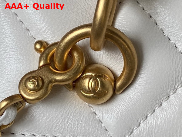 Chanel Bag with Top Handle Calfskin and Gold Tone Metal White Ref AS4201 Replica