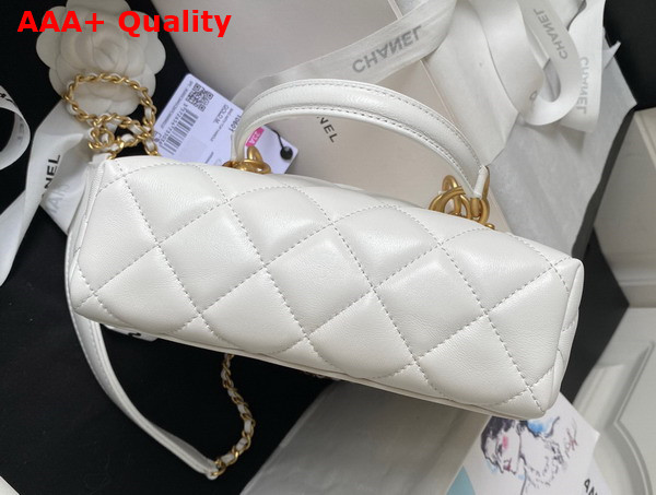 Chanel Bag with Top Handle Calfskin and Gold Tone Metal White Ref AS4201 Replica