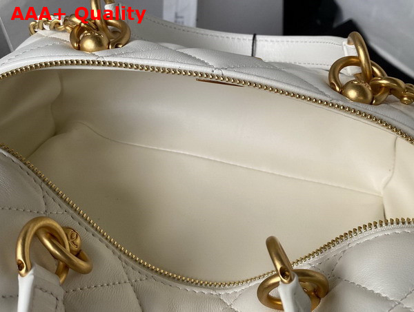 Chanel Bag with Top Handle Calfskin and Gold Tone Metal White Ref AS4201 Replica