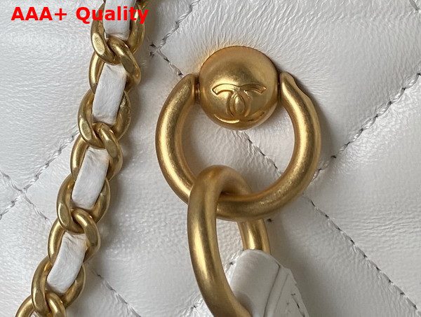 Chanel Bag with Top Handle Calfskin and Gold Tone Metal White Ref AS4201 Replica