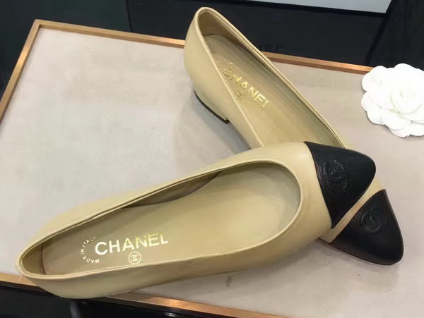 Chanel Ballerinas Lambskin Beige Black For Sale