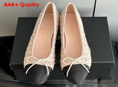 Chanel Ballet Flats Cotton Tweed and Grosgrain Pink and Black G02819 Replica