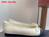 Chanel Ballet Flats Lambskin and Grosgrain Ivory and Black G02819 Replica