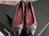 Chanel Ballet Flats Printed Lambskin and Patent Calfskin Burgundy and Black G02819 Replica