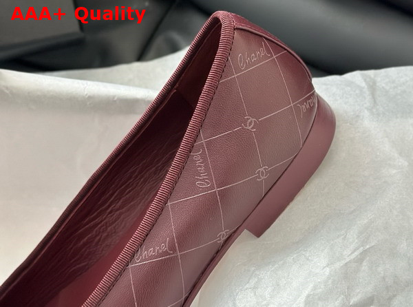 Chanel Ballet Flats Printed Lambskin and Patent Calfskin Burgundy and Black G02819 Replica