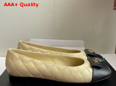 Chanel Ballet Flats in Beige and Black Lambskin with CC Buckle Replica