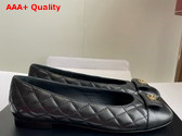 Chanel Ballet Flats in Black Lambskin with CC Buckle Replica